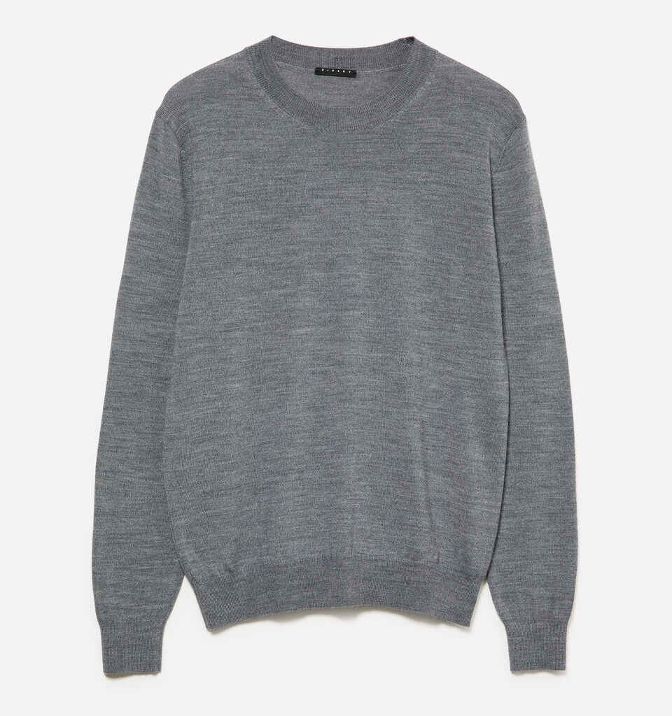 Maglia grigio melange scuro in misto lana - maglie girocollo da uomo - Grigio | Sisley image number 1